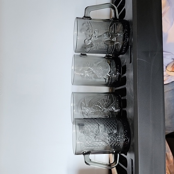 Set of 4 Rare McDonald's smoked  glasses. - Picture 1 of 6